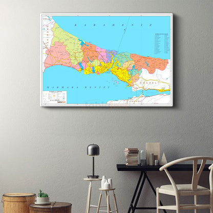 İstanbul - İl Haritası Kanvas Tablo