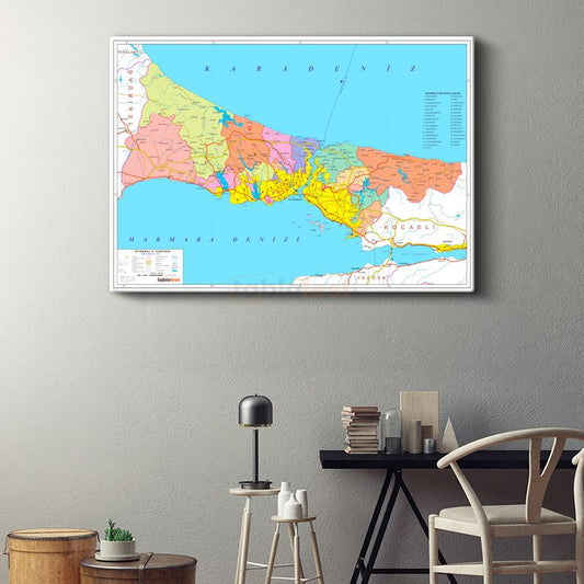 İstanbul - İl Haritası Kanvas Tablo