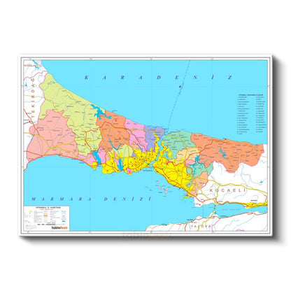 İstanbul - İl Haritası Kanvas Tablo