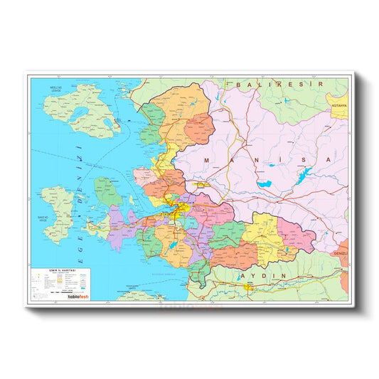 İzmir - İl Haritası Kanvas Tablo