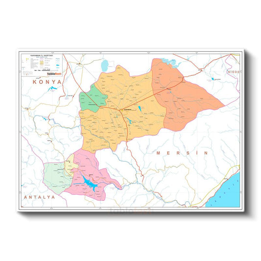 Karaman - İl Haritası Kanvas Tablo