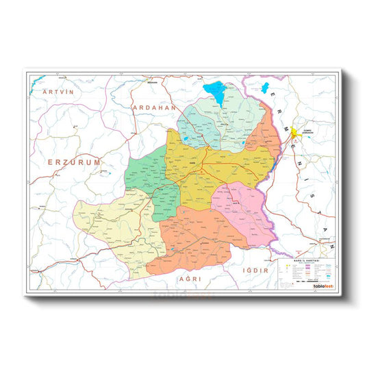 Kars - İl Haritası Kanvas Tablo