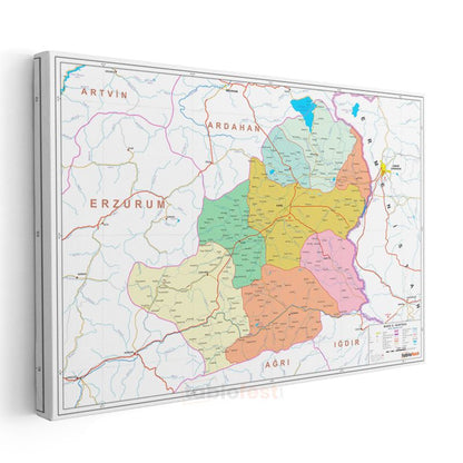 Kars - İl Haritası Kanvas Tablo