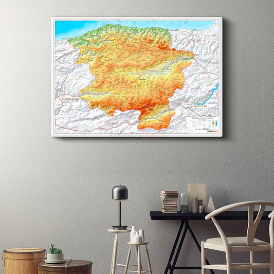 Kastamonu - Fiziki Haritası Kanvas Tablo