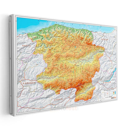 Kastamonu - Fiziki Haritası Kanvas Tablo