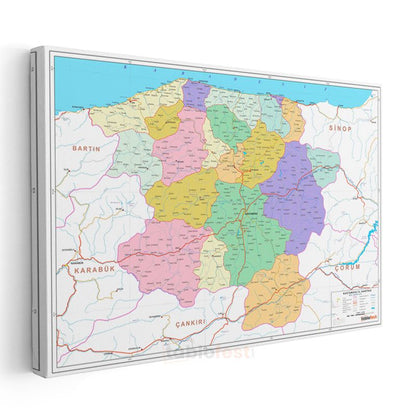 Kastamonu - İl Haritası Kanvas Tablo