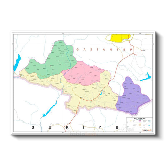 Kilis - İl Haritası Kanvas Tablo