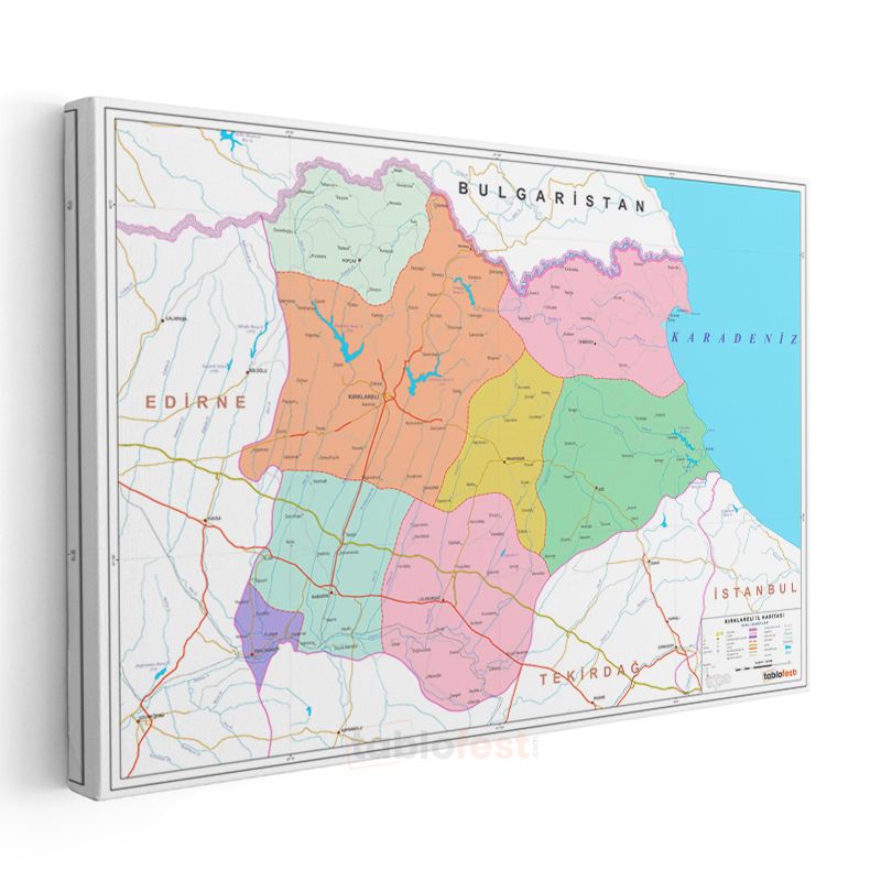Kırklareli - İl Haritası Kanvas Tablo