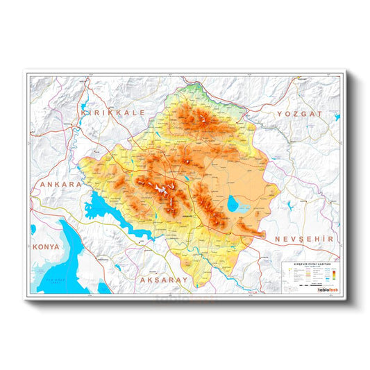 Kırşehir - Fiziki Haritası Kanvas Tablo