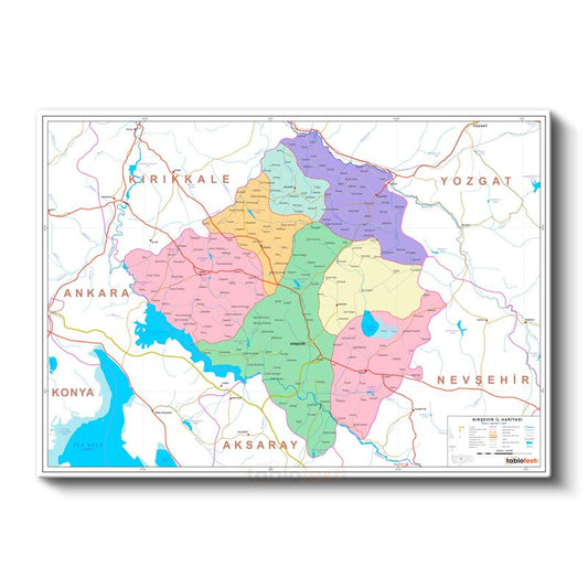 Kırşehir - İl Haritası Kanvas Tablo