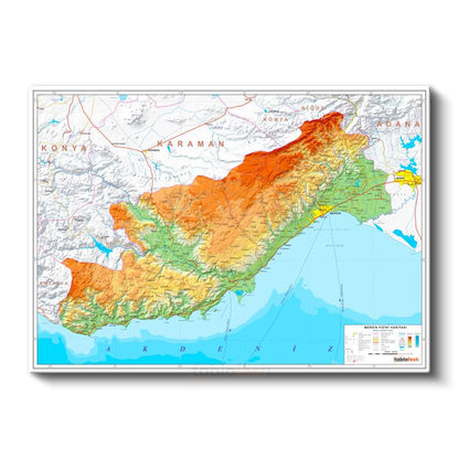 Mersin - Fiziki Haritası Kanvas Tablo