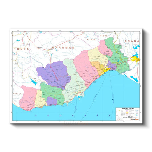Mersin - İl Haritası Kanvas Tablo