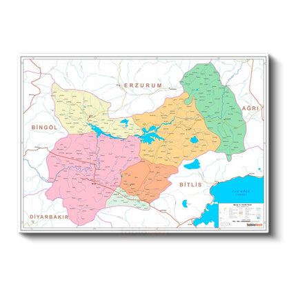 Muş - İl Haritası Kanvas Tablo