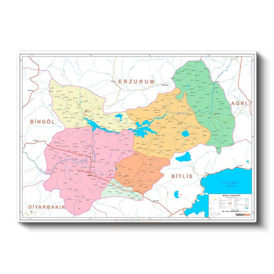 Muş - İl Haritası Kanvas Tablo