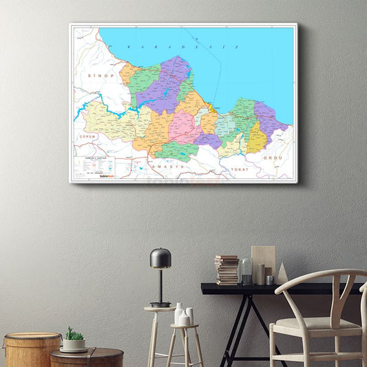 Samsun - İl Haritası Kanvas Tablo