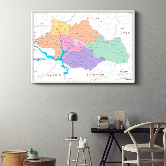 Siirt - İl Haritası Kanvas Tablo