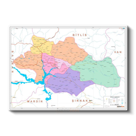 Siirt - İl Haritası Kanvas Tablo