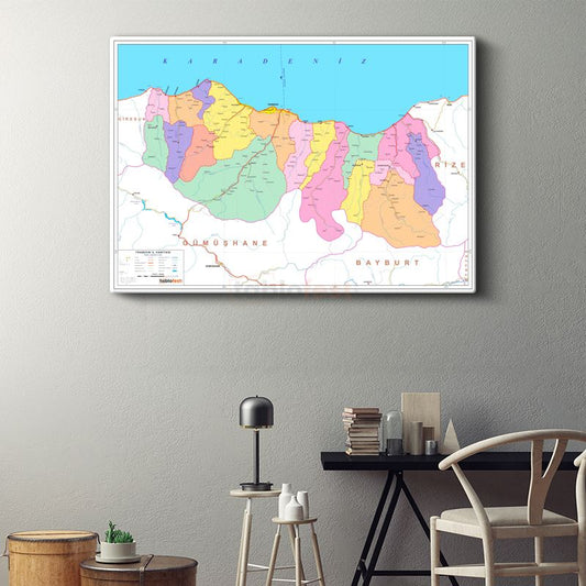 Trabzon - İl Haritası Kanvas Tablo
