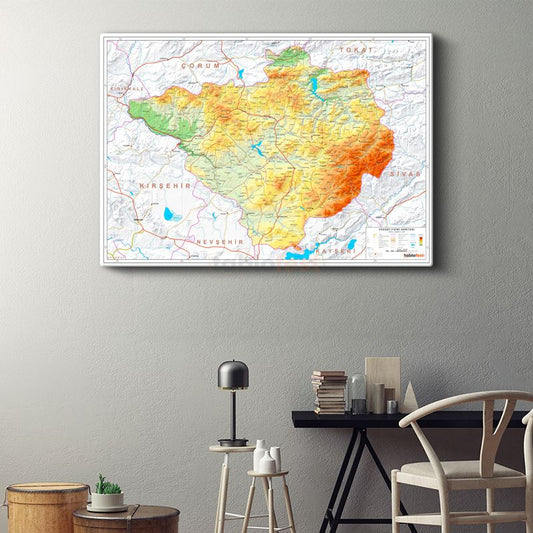 Yozgat - Fiziki Haritası Kanvas Tablo
