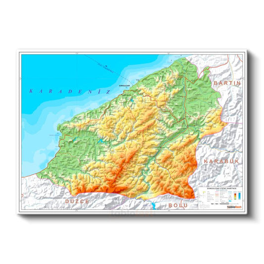Zonguldak - Fiziki Haritası Kanvas Tablo