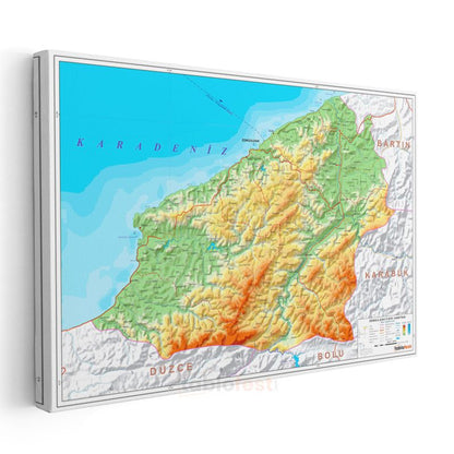 Zonguldak - Fiziki Haritası Kanvas Tablo