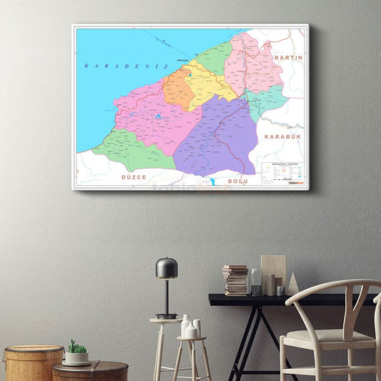 Zonguldak - İl Haritası Kanvas Tablo