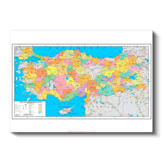 Türkiye - Siyasi Haritası Kanvas Tablo