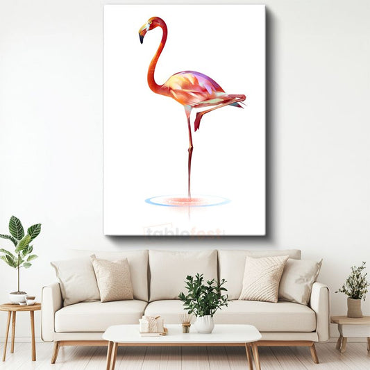Zarif Flamingo - Tek Ayak Üzerinde Duruş Kanvas Tablo