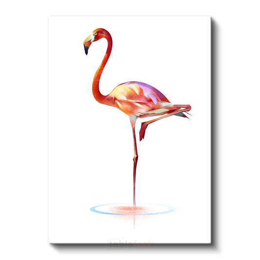 Zarif Flamingo - Tek Ayak Üzerinde Duruş Kanvas Tablo