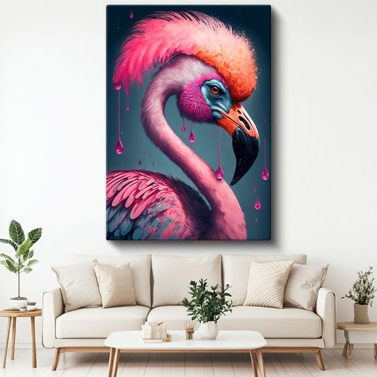 Pembe Flamingo - Egzotik Zarafet Kanvas Tablo