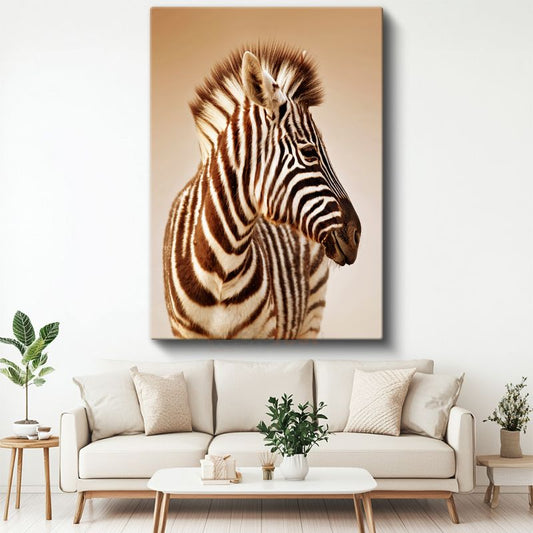 Zebra Portresi - Çizgili Zarafet Kanvas Tablo