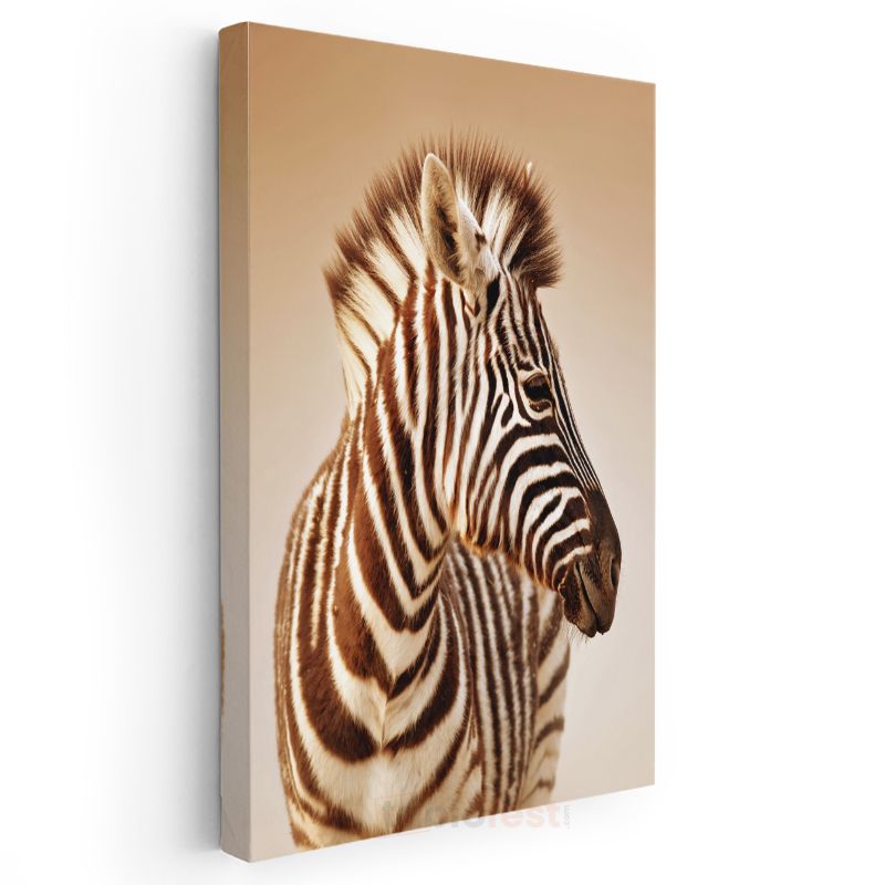 Zebra Portresi - Çizgili Zarafet Kanvas Tablo
