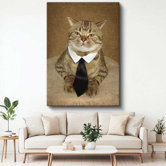 Takım Elbiseli Kedi - Şık Görünümlü Evcil Dostumuz Kanvas Tablo