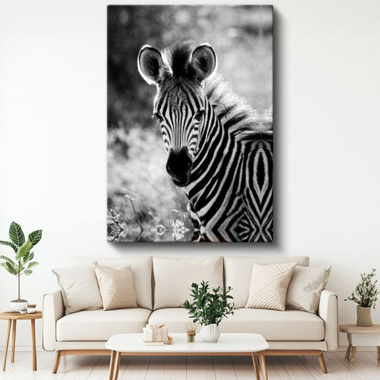 Zebra Portresi - Çizgili Desenli Afrika Güzeli Kanvas Tablo
