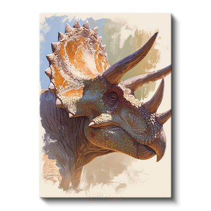 Triceratops Portresi - Prehistorik Dönemin Heybetli Boynuzlu Dinozoru Kanvas Tablo