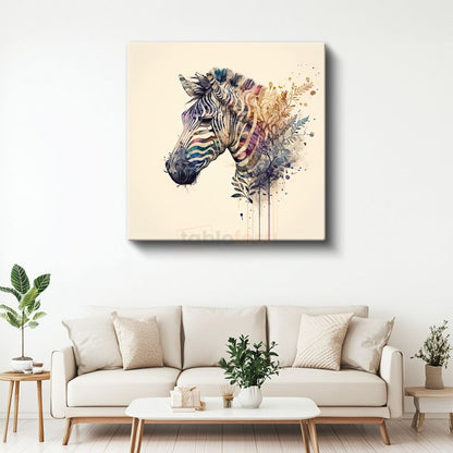 Sulu Boya Zebra - Doğanın Çizgili Sanat Eseri Kanvas Tablo