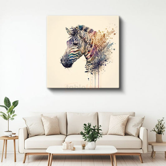 Sulu Boya Zebra - Doğanın Çizgili Sanat Eseri Kanvas Tablo