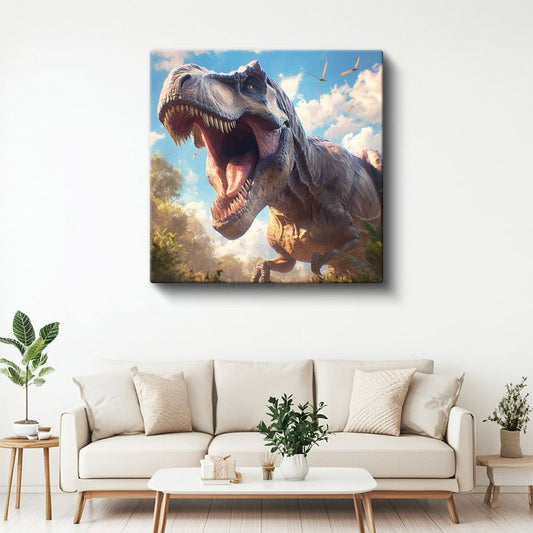 Kükreyen T-Rex - Tarih Öncesi Çağın Güçlü Hükümdarı Kanvas Tablo