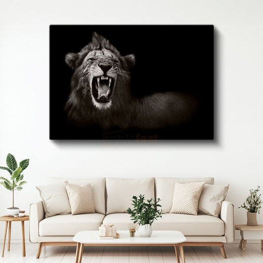 Kükreyen Aslan - Vahşi Doğanın Güçlü Kralı Kanvas Tablo