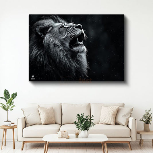 Kükreyen Aslan - Vahşi Doğanın Sesi Kanvas Tablo