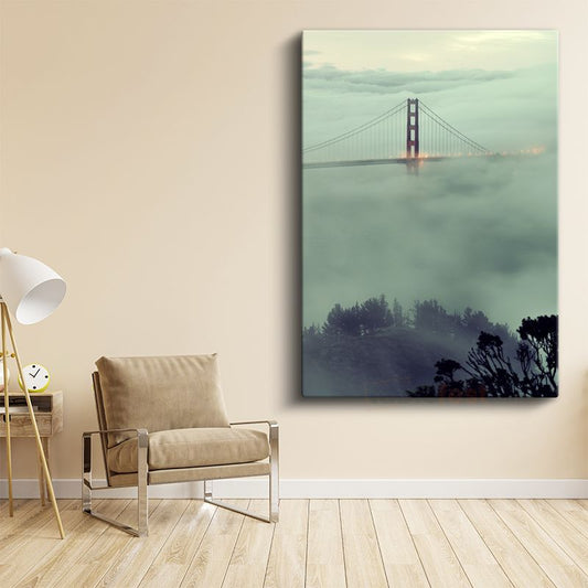 Golden Gate Köprüsü - Sis İçinde Silüet Kanvas Tablo