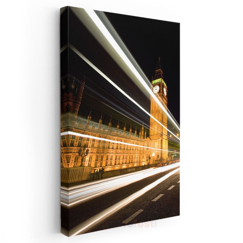 Big Ben - Gece Işık İzleri Kanvas Tablo