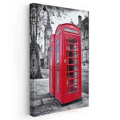 Kırmızı Telefon Kulübesi - Londra Simgesi Kanvas Tablo