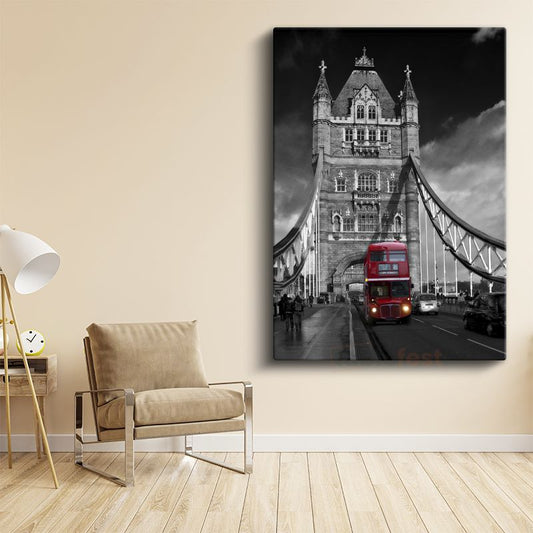 Tower Bridge - Kırmızı Otobüs Kanvas Tablo