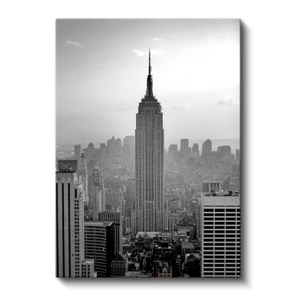 Empire State - Siyah Beyaz Siluet Kanvas Tablo