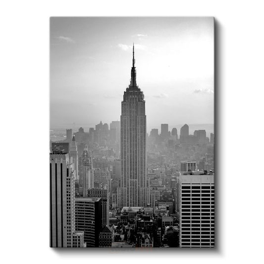 Empire State - Siyah Beyaz Siluet Kanvas Tablo