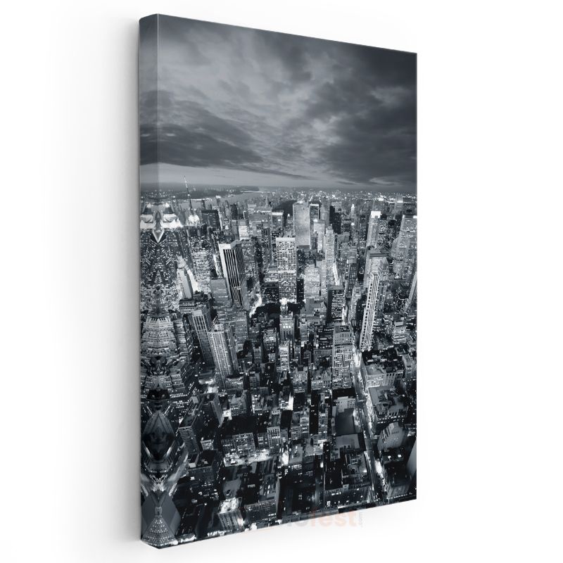 Manhattan Silueti - Gece Işıkları Kanvas Tablo