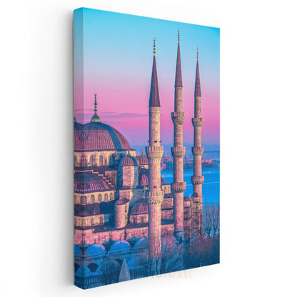 Sultanahmet Camii - Pembe Gökyüzü Kanvas Tablo