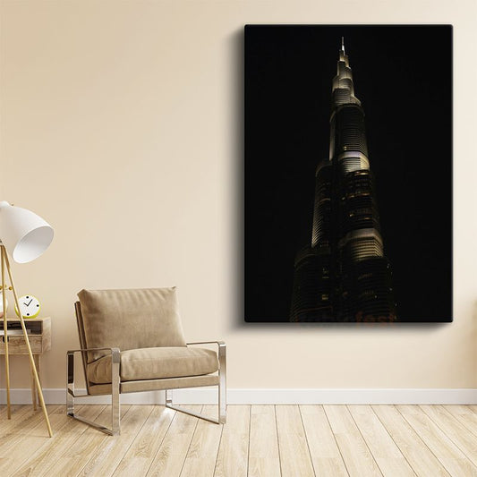 Burj Khalifa - Gece Silüeti Kanvas Tablo