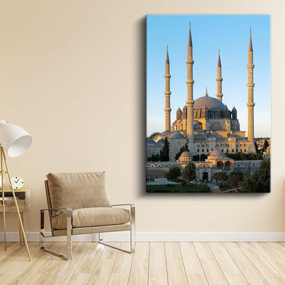 Selimiye Camii - Altın Işıkta Dört Minare Kanvas Tablo